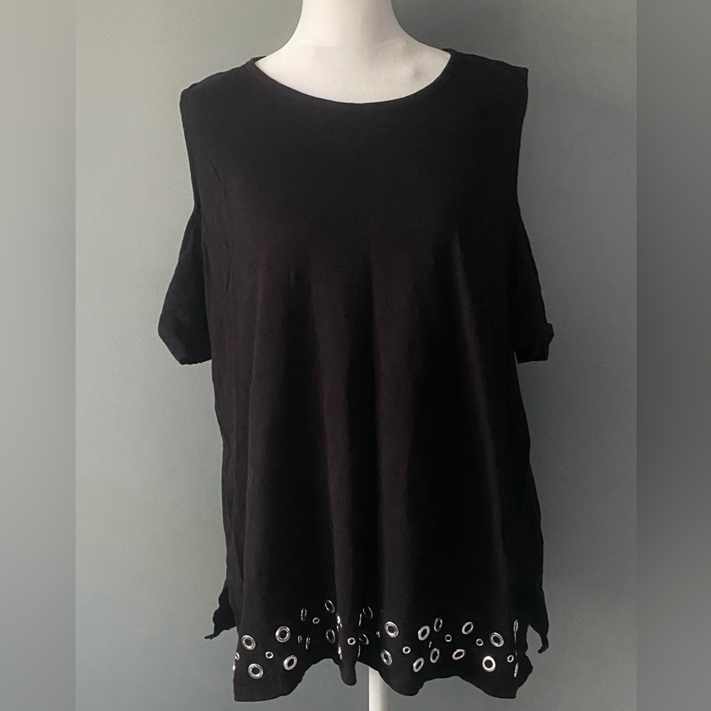 Michael Kors Black Cold shoulder sleeves Women's Top size XL
